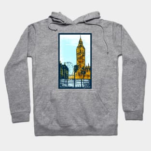 London big Ben UK vibrant retro style graphic Hoodie